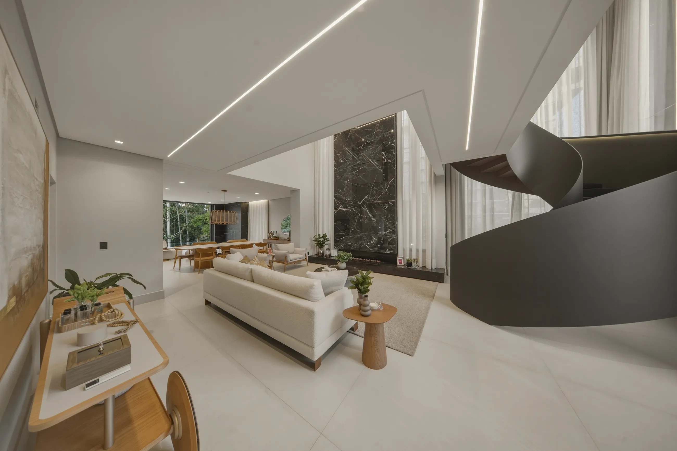 Casa Contemporânea no Tamboré 11 com Escada Escultural e Acabamentos Premium